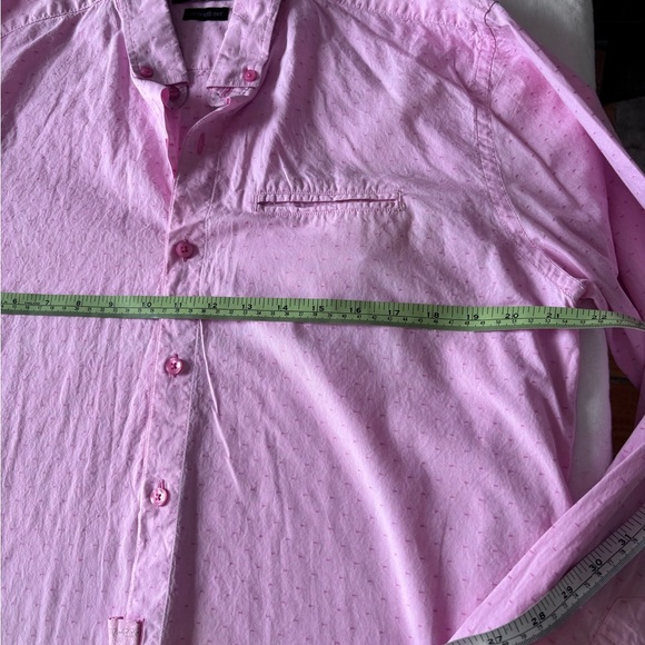 Men’s Pink Dot Long Sleeve Button Down Slim Fit Floral Accent Shirt Size Large - Picture 9 of 14